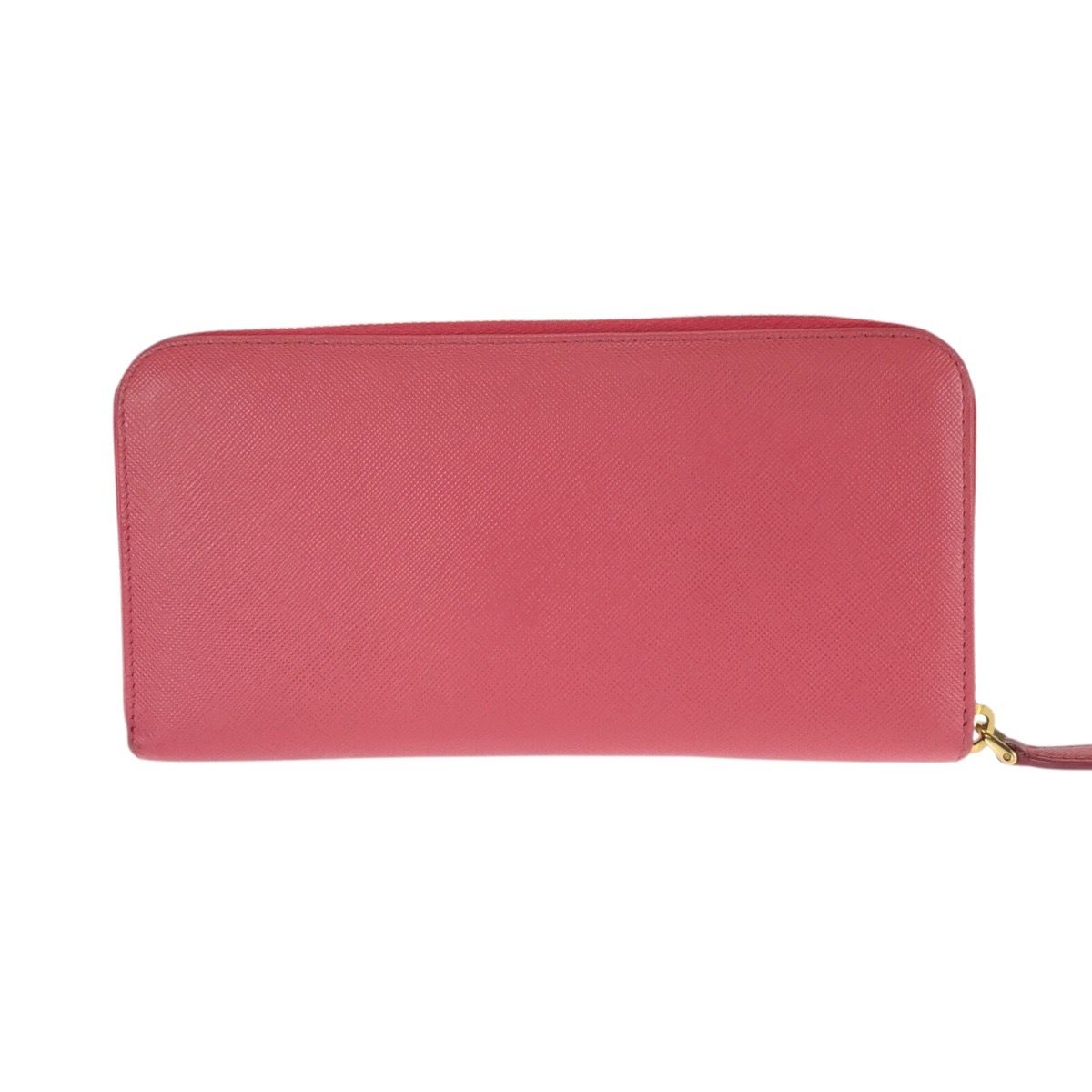 Prada Saffiano Fiocco Pink Gold Leather Wallet Zip Around — view 2