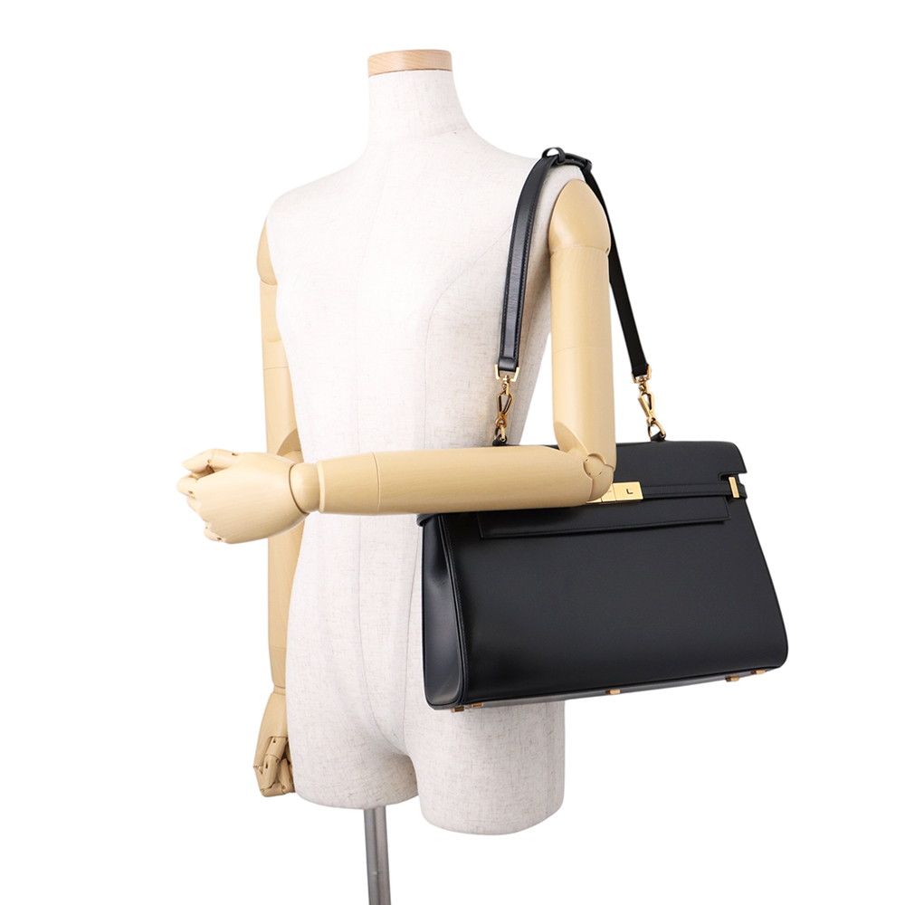 Saint Laurent Paris Handbag Manhattan Top Handle Box Calf Bag Black — view 5