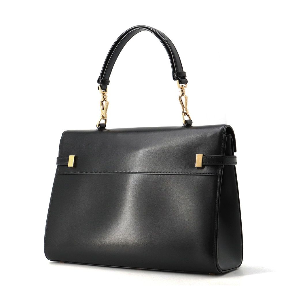 Saint Laurent Paris Handbag Manhattan Top Handle Box Calf Bag Black — view 2