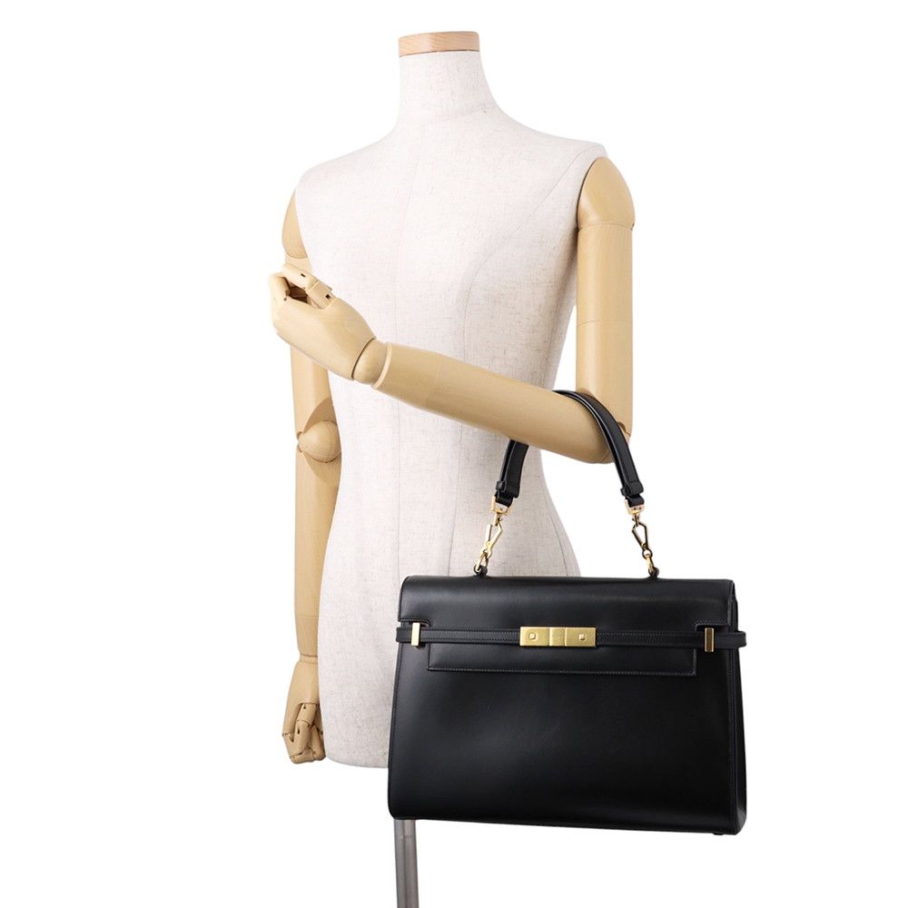 Saint Laurent Paris Handbag Manhattan Top Handle Box Calf Bag Black — view 4