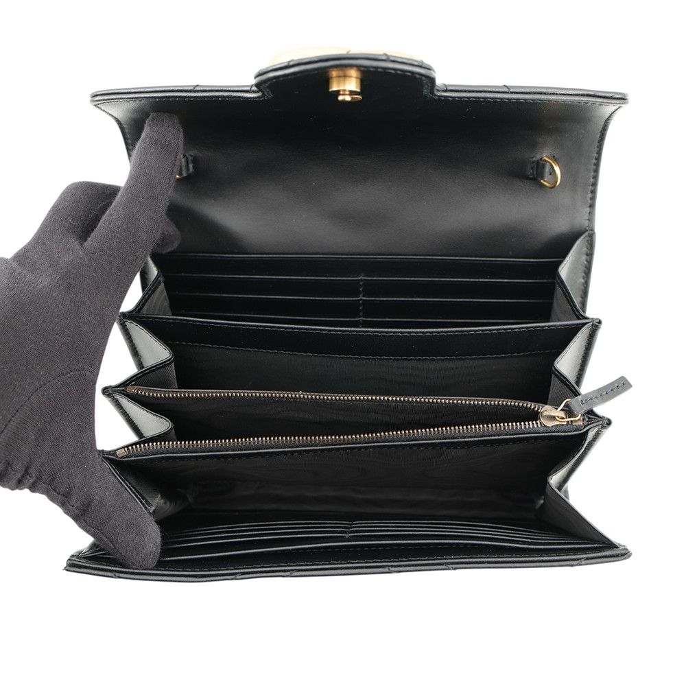 Gucci Chain Wallet GG Marmont Quilted Leather Double G Black Shoulder Bag — view 5