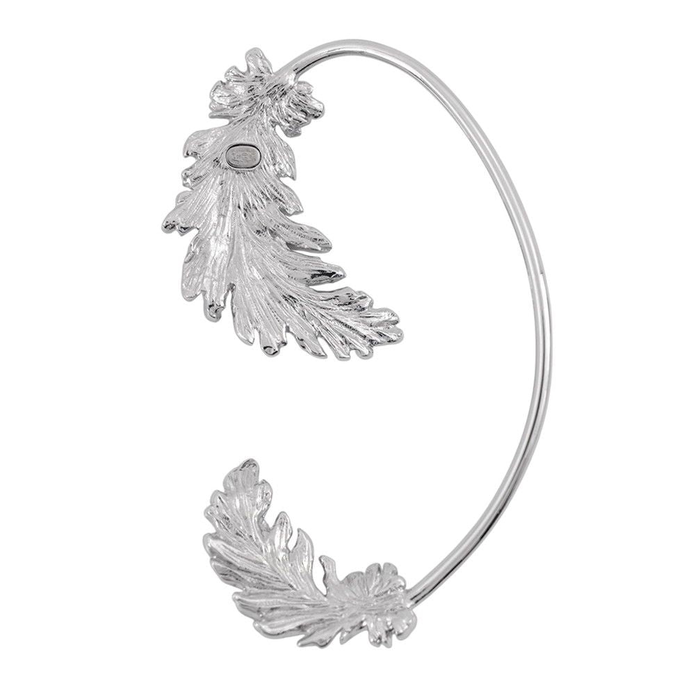 Chanel CC Logo Feather Motif Right Ear Metal Rhinestone Earring — view 3