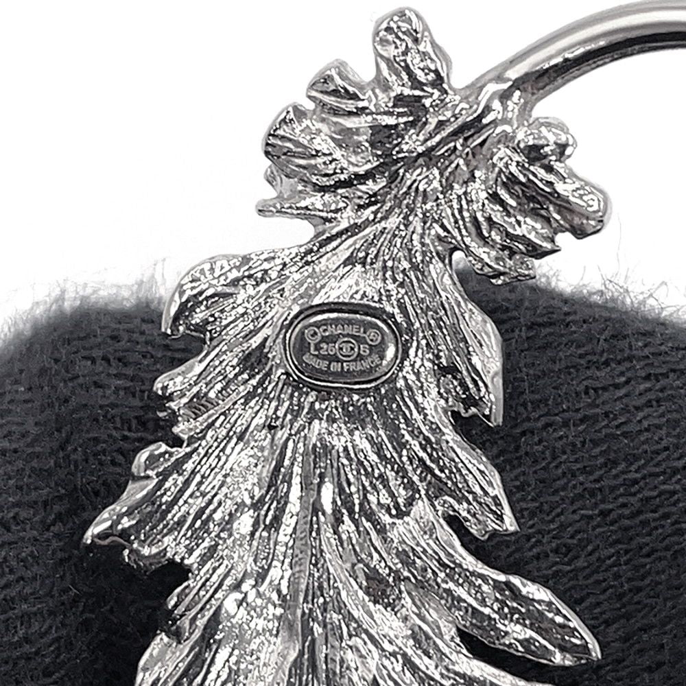 Chanel CC Logo Feather Motif Right Ear Metal Rhinestone Earring — view 6