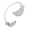Chanel CC Logo Feather Motif Right Ear Metal Rhinestone Earring