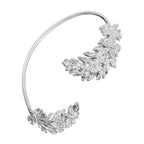 Chanel CC Logo Feather Motif Right Ear Metal Rhinestone Earring
