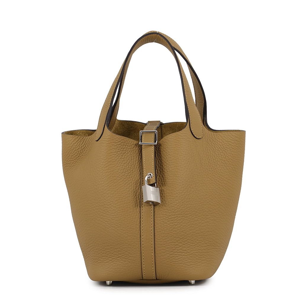 Hermes Handbag Picotin Lock PM Dune Silver Taurillon Clemence