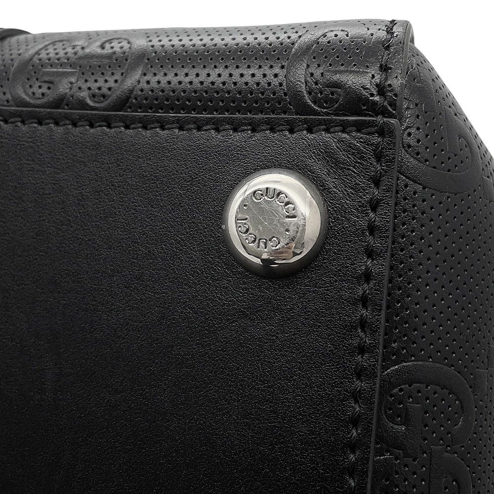 Gucci Tote Bag GG Embossed Leather Black — view 6