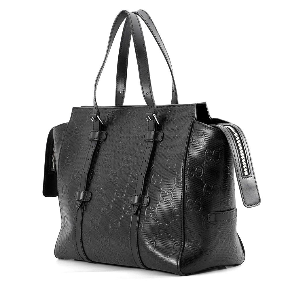 Gucci Tote Bag GG Embossed Leather Black — view 2
