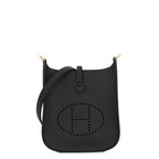 Hermes Shoulder Bag Evelyne TPM Sellier Black Gold Epsom