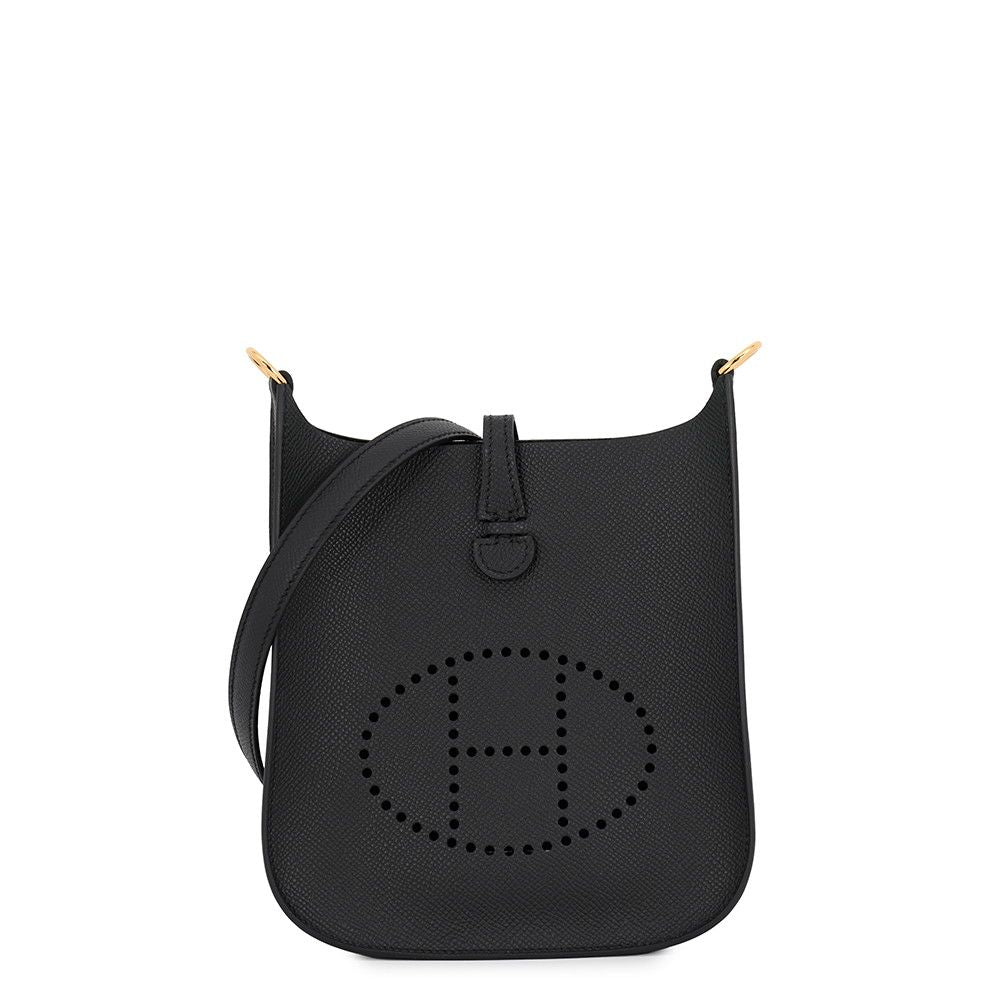 Hermes Shoulder Bag Evelyne TPM Sellier Black Gold Epsom