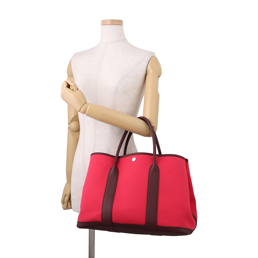 Hermes Tote Bag Garden Party PM Rose Bordeaux Silver Toile Officier Negonda — view 4