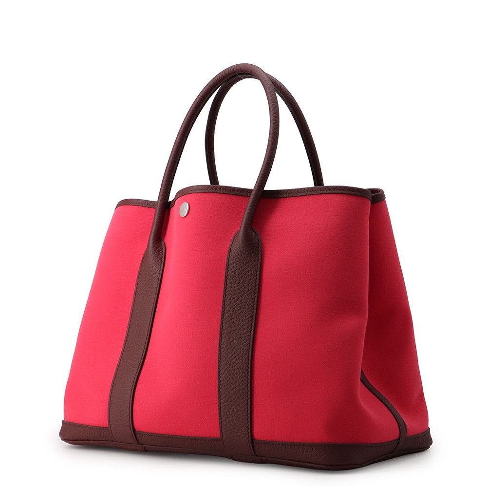 Hermes Tote Bag Garden Party PM Rose Bordeaux Silver Toile Officier Negonda — view 2