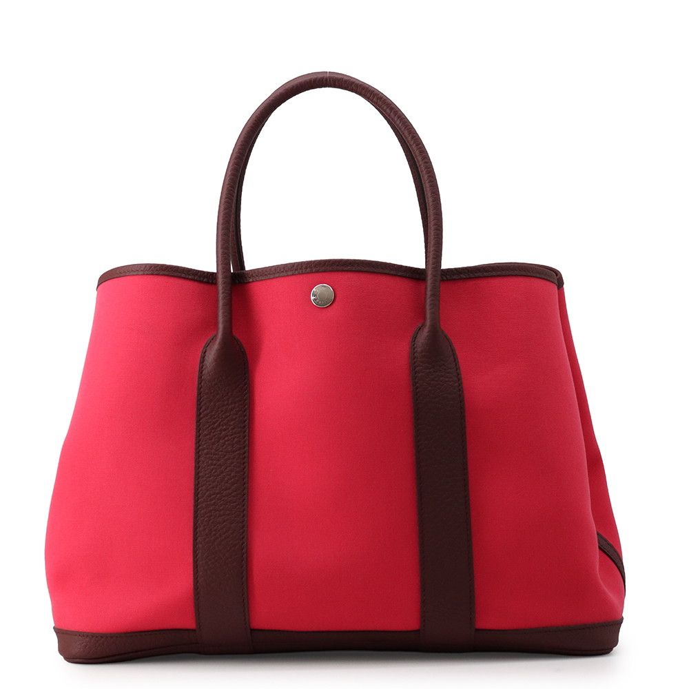 Hermes Tote Bag Garden Party PM Rose Bordeaux Silver Toile Officier Negonda