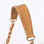 Chanel Chain Bag CC Logo Patch Caviar Leather Beige Gold — view 5