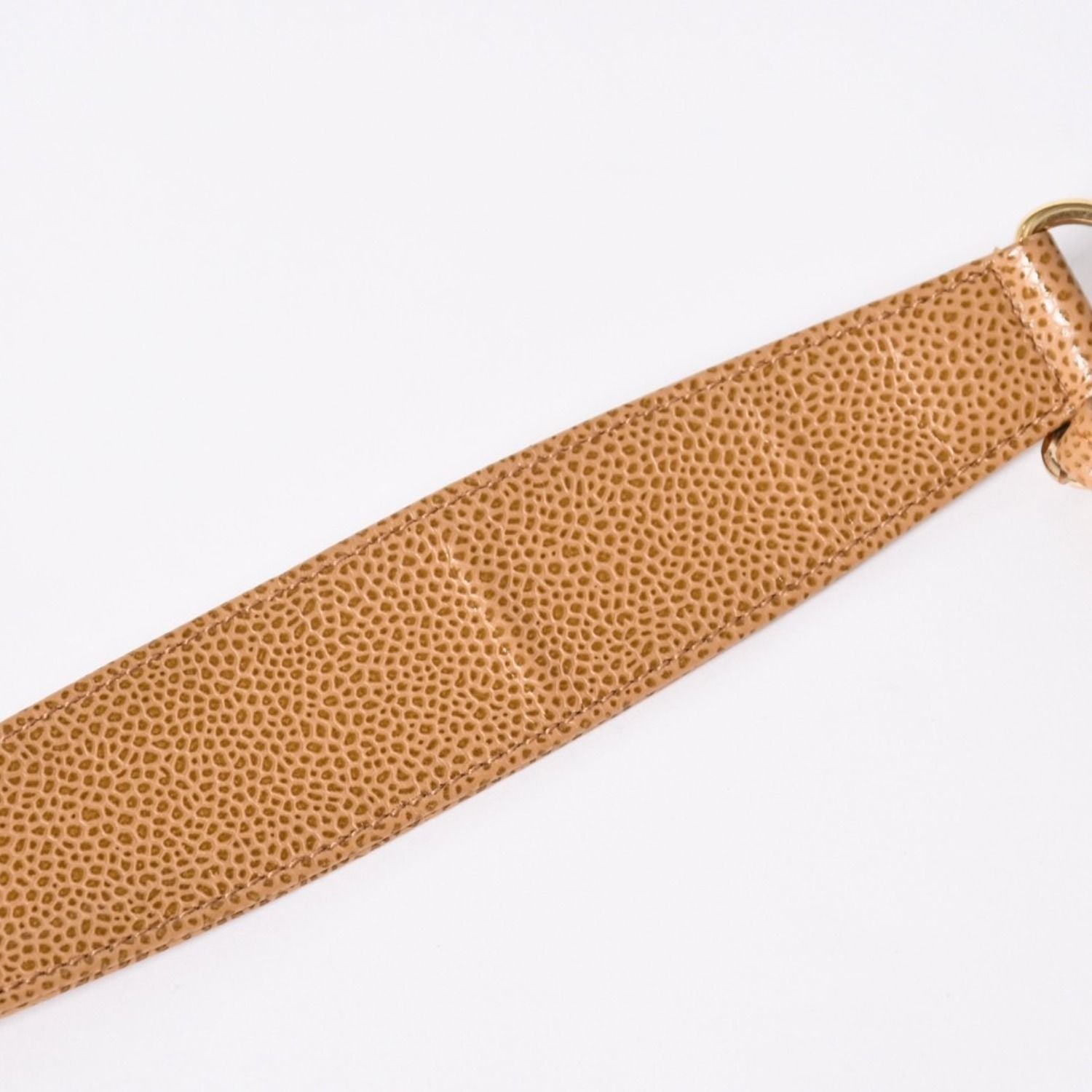 Chanel Chain Bag CC Logo Patch Caviar Leather Beige Gold — view 8