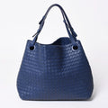 Bottega Veneta Garda Intrecciato Tote Bag Leather Navy Blue