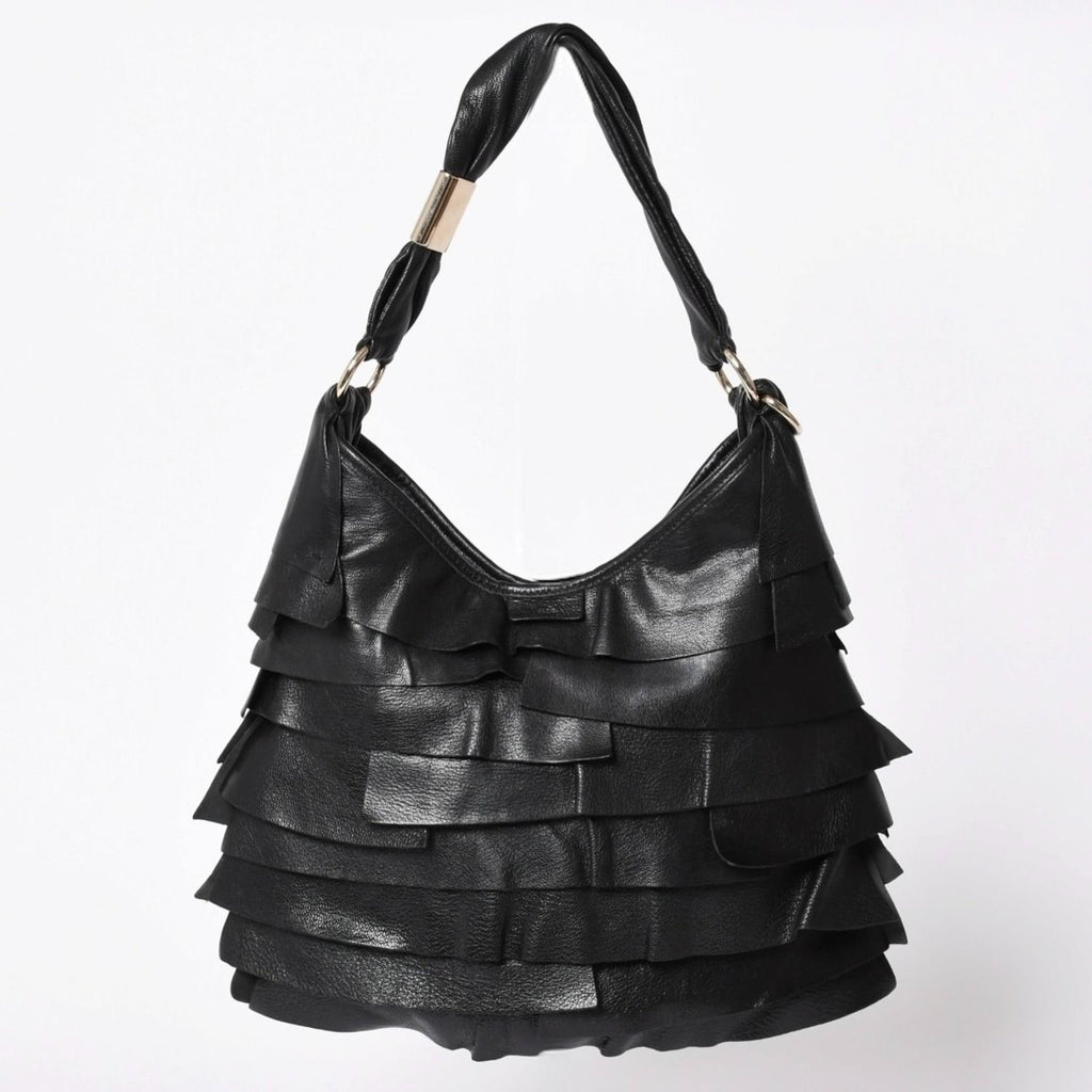 Saint Laurent Tropez Tiered Frill Bag Black Gold — view 2