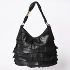 Saint Laurent Tropez Tiered Frill Bag Black Gold — view 2