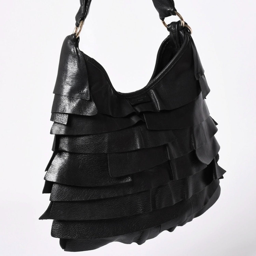 Saint Laurent Tropez Tiered Frill Bag Black Gold — view 3