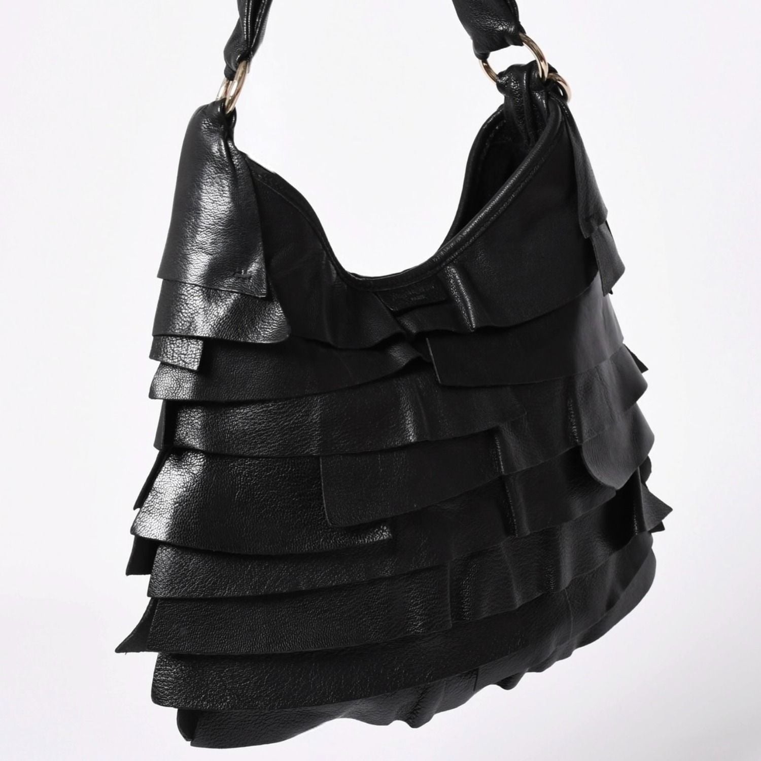 Saint Laurent Tropez Tiered Frill Bag Black Gold — view 3