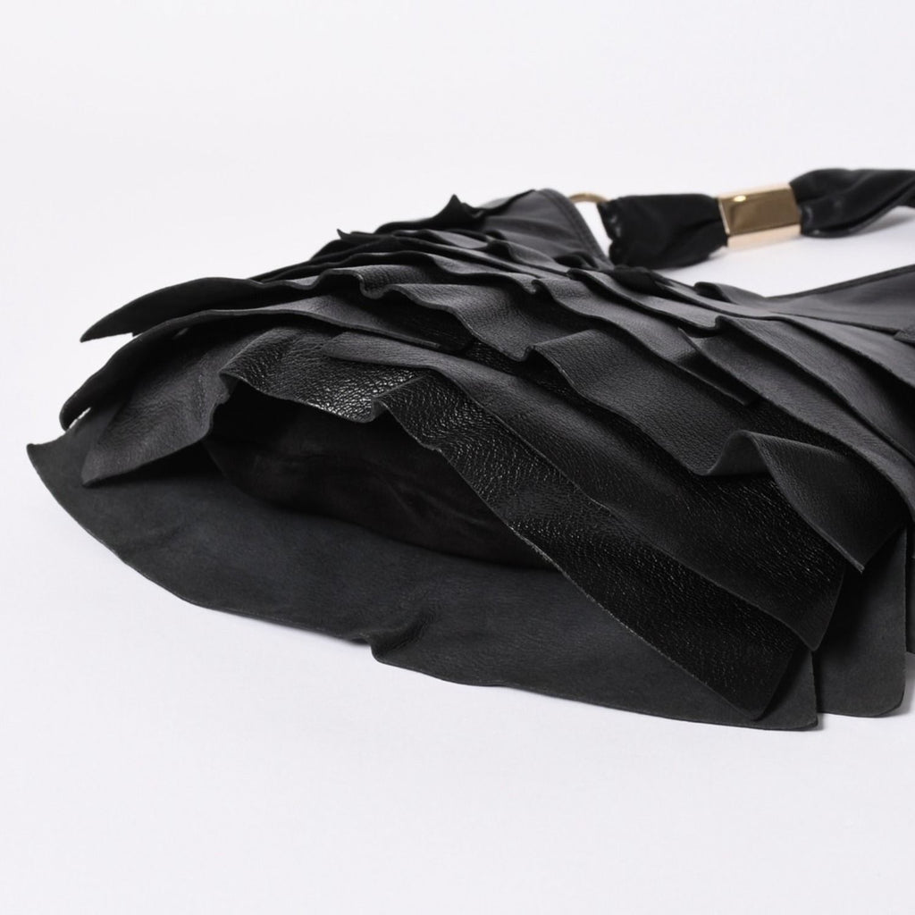 Saint Laurent Tropez Tiered Frill Bag Black Gold — view 8