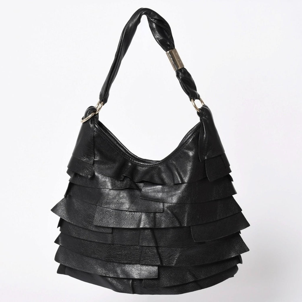 Saint Laurent Tropez Tiered Frill Bag Black Gold
