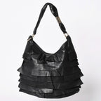 Saint Laurent Tropez Tiered Frill Bag Black Gold