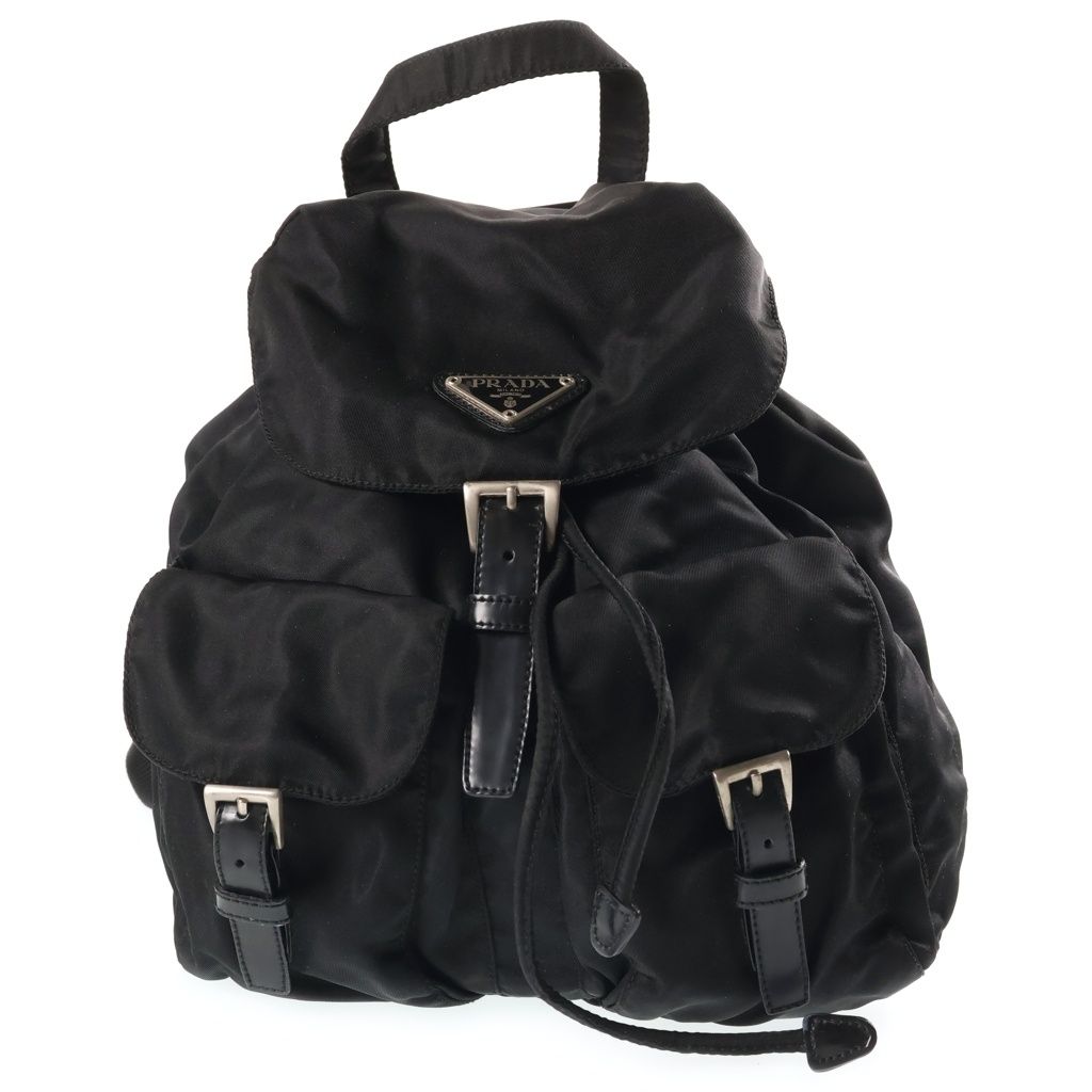 Prada Triangle Logo Tessuto Nylon Backpack Black