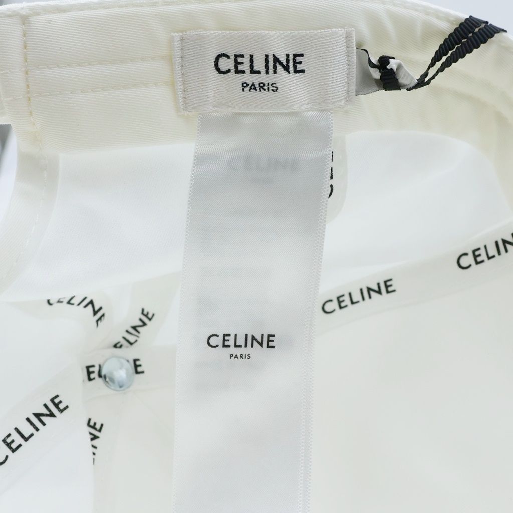 Celine Logo Cap Cotton White Hat — view 7