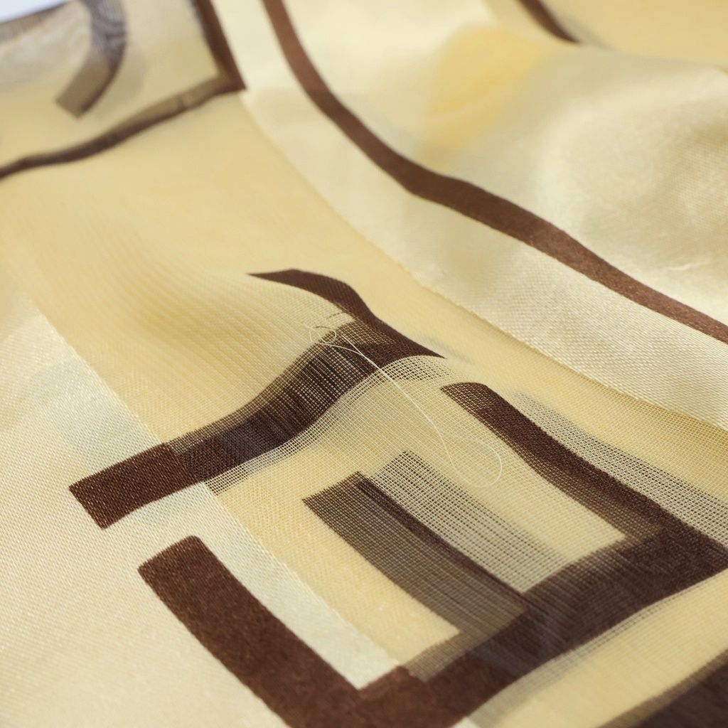 Chanel CC Logo Silk Sheer Scarf Large All Over Print Beige Brown — view 5