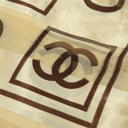 Chanel CC Logo Silk Sheer Scarf Large All Over Print Beige Brown — view 2