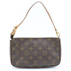 Louis Vuitton Monogram Pochette Accessoires Handbag Pouch Case Brown Leather — view 2