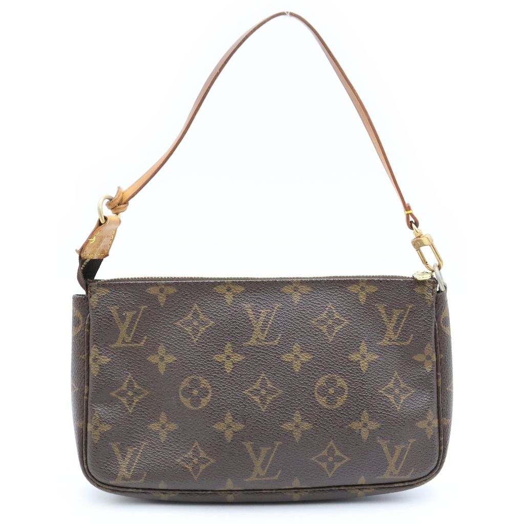 Louis Vuitton Monogram Pochette Accessoires Handbag Pouch Case Brown Leather — view 2