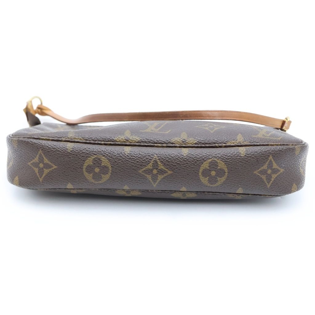 Louis Vuitton Monogram Pochette Accessoires Handbag Pouch Case Brown Leather — view 4