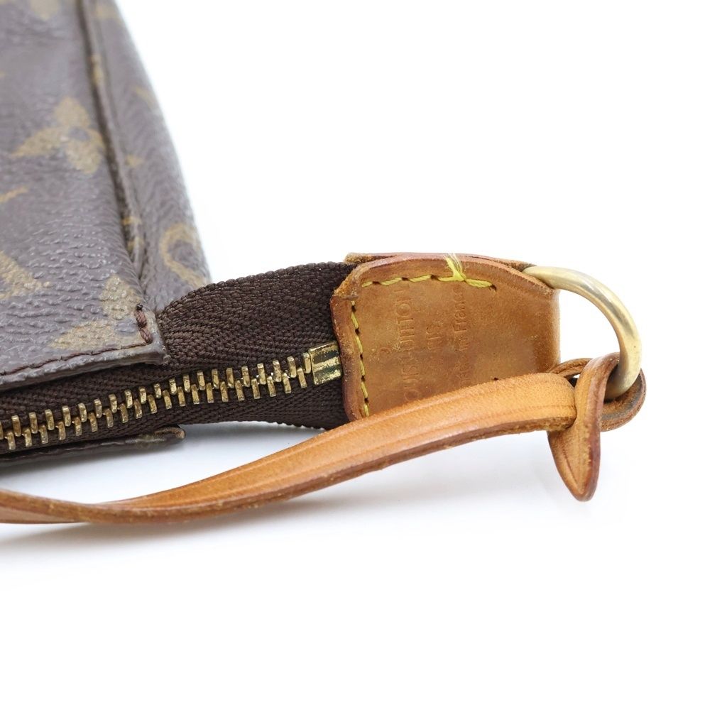 Louis Vuitton Monogram Pochette Accessoires Handbag Pouch Case Brown Leather — view 6