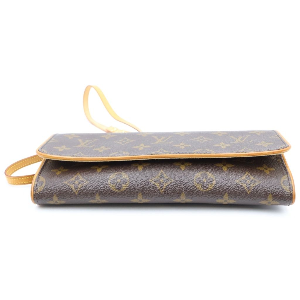 Louis Vuitton Monogram Pochette Twin GM Shoulder Bag Brown Leather Gold — view 4
