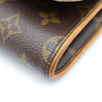 Louis Vuitton Monogram Pochette Twin GM Shoulder Bag Brown Leather Gold — view 5
