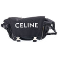 Celine Logo Trekking Messenger Bag Black Canvas Silver