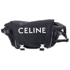Celine Logo Trekking Messenger Bag Black Canvas Silver