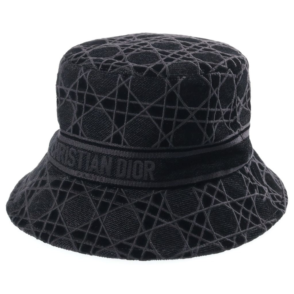 Dior Cannage All Over Print Cotton Bucket Hat Black