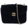 Chanel Quilted 20 S Flap S Chain Shoulder Bag Black Velour Gold