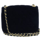 Chanel Quilted 20 S Flap S Chain Shoulder Bag Black Velour Gold — view 2