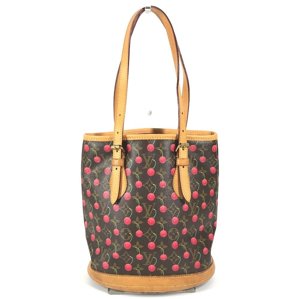 Louis Vuitton Shoulder Bag Bucket PM Monogram Cherry Canvas Brown