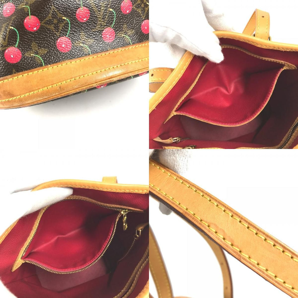 Louis Vuitton Shoulder Bag Bucket PM Monogram Cherry Canvas Brown — view 8
