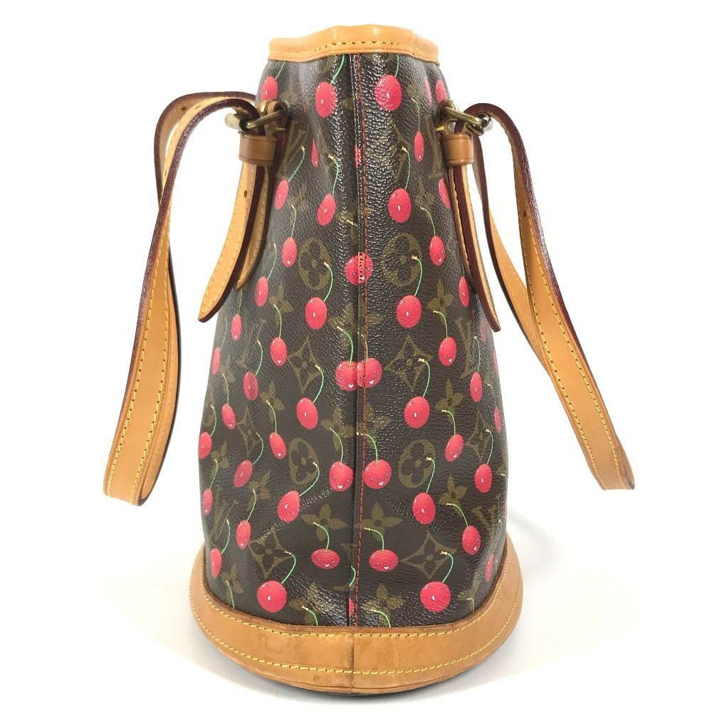 Louis Vuitton Shoulder Bag Bucket PM Monogram Cherry Canvas Brown — view 3