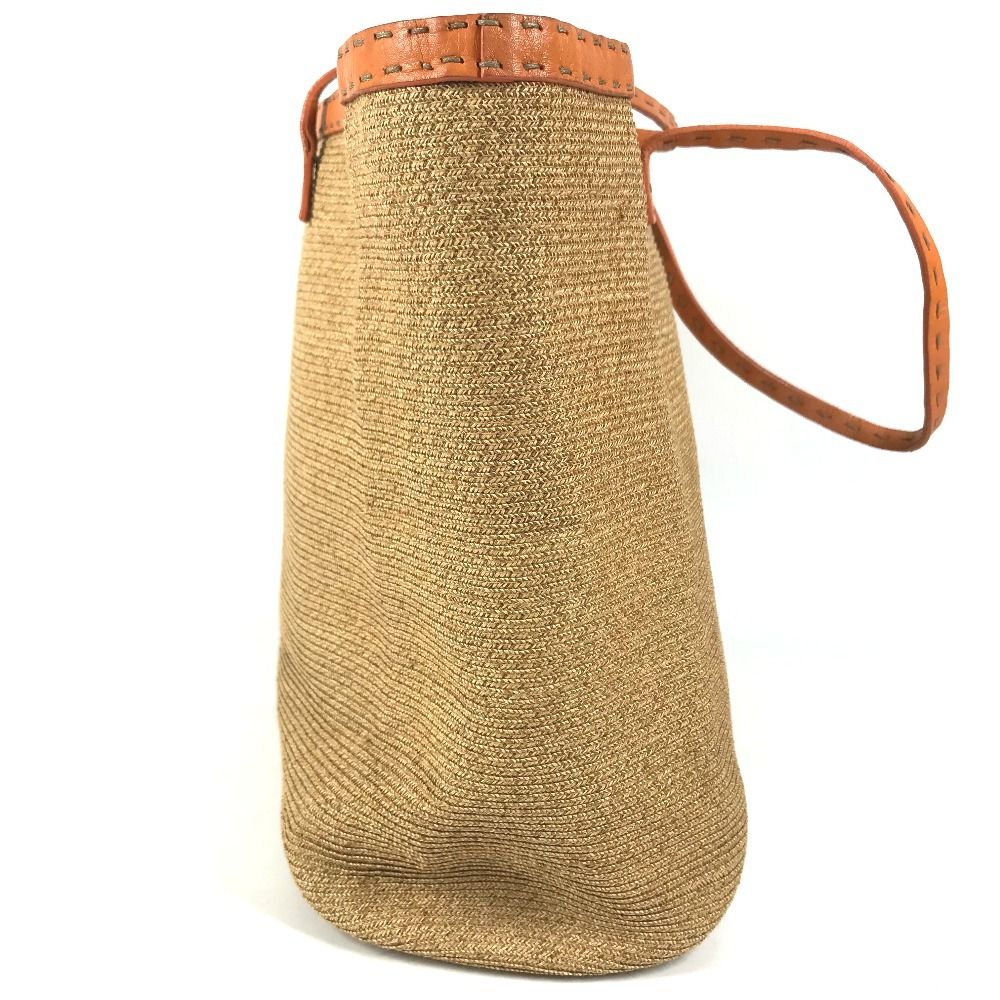 Fendi Shoulder Bag Selleria Logo Raffia Beige — view 3