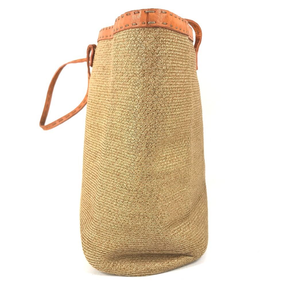 Fendi Shoulder Bag Selleria Logo Raffia Beige — view 4