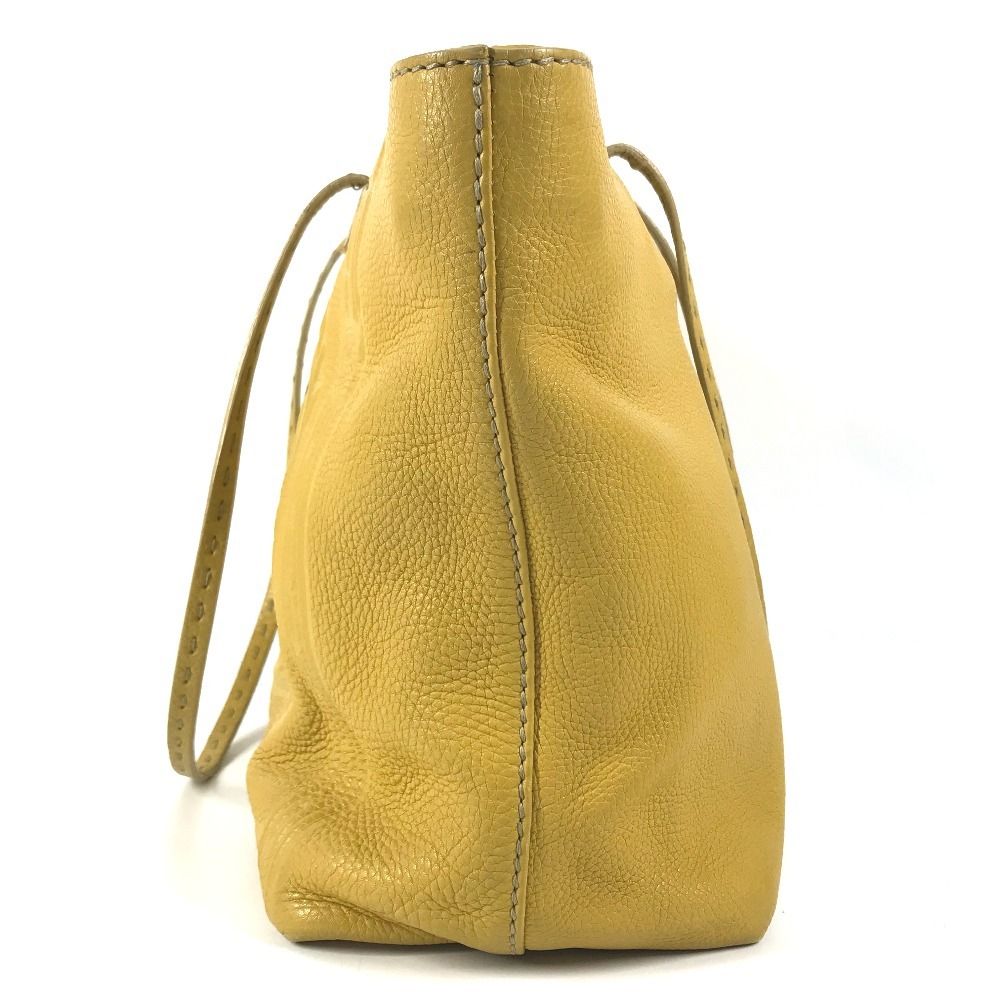 Fendi Shoulder Bag Selleria Logo Horse Pattern Leather Yellow — view 3