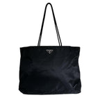 Prada Triangle Logo Lightweight Tote Bag Black