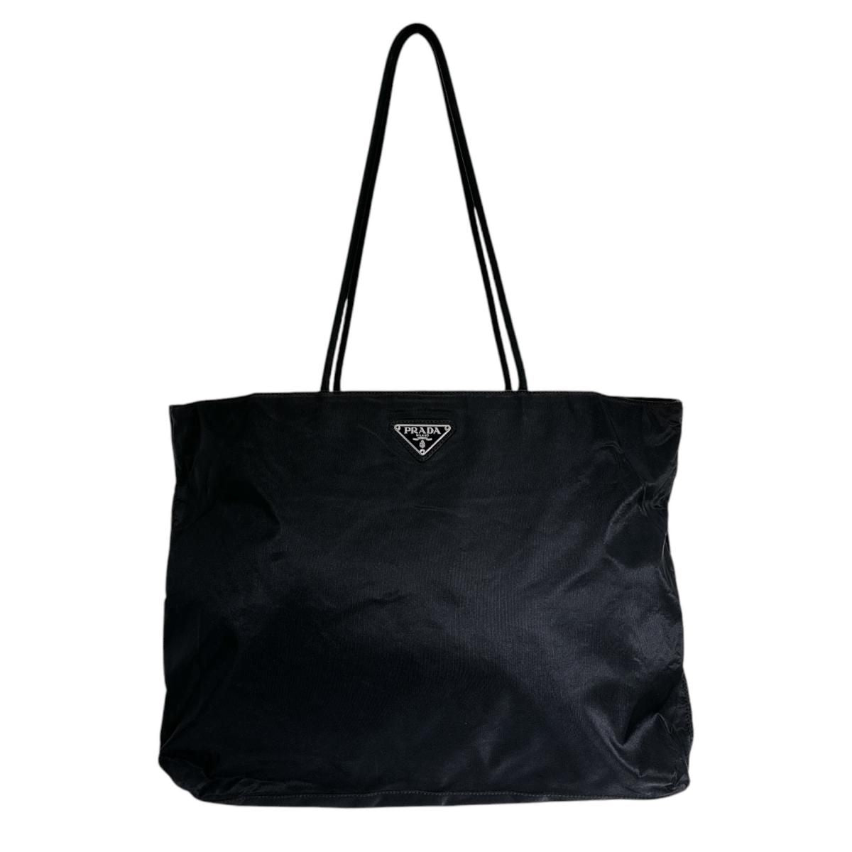 Prada Triangle Logo Lightweight Tote Bag Black